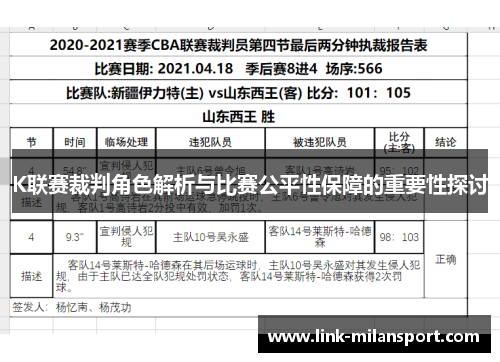 K联赛裁判角色解析与比赛公平性保障的重要性探讨